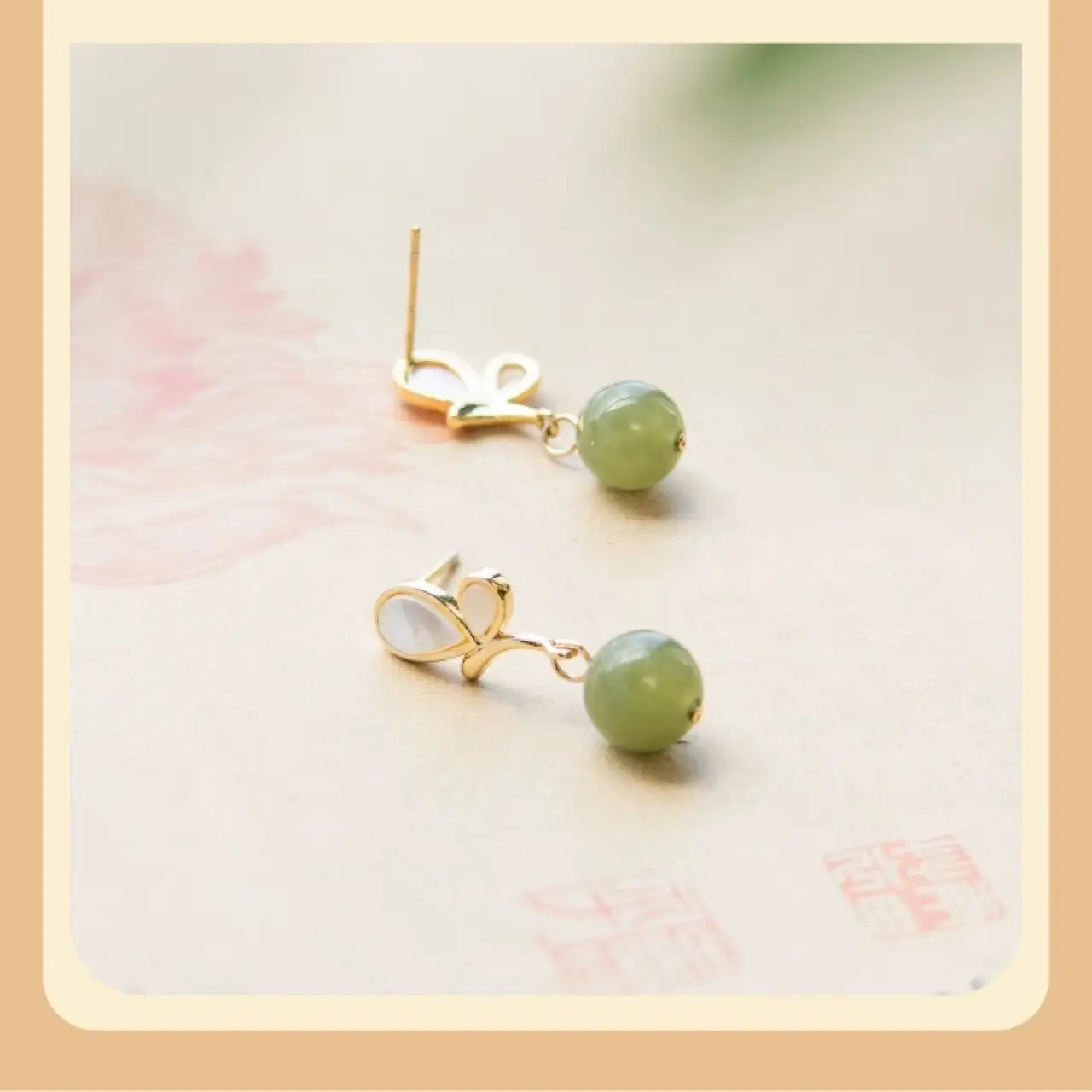 Elegant Green Jade Butterfly Earrings for Women - Image 4