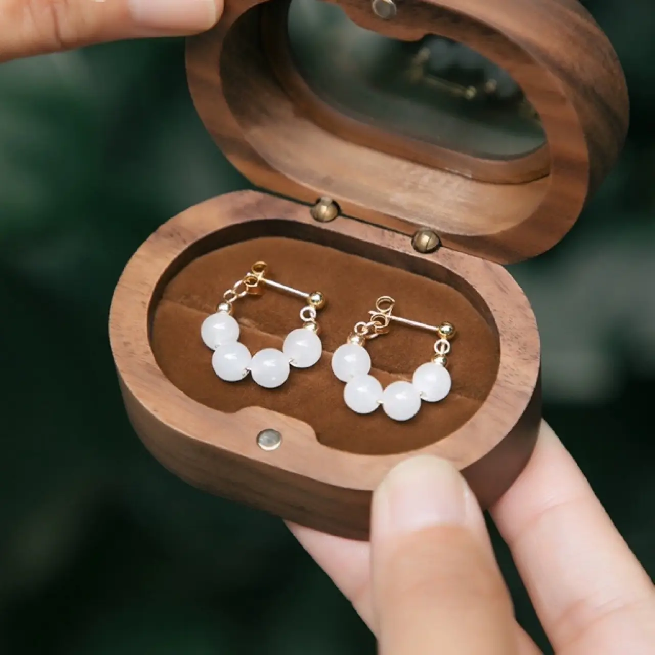 White Jade Earrings for Women S925 Silver - Image 2