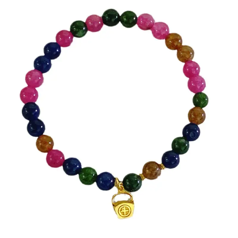 New Chinese Style Imitation Tourmaline Rijin Gold Single Circle Bracelet - Image 6