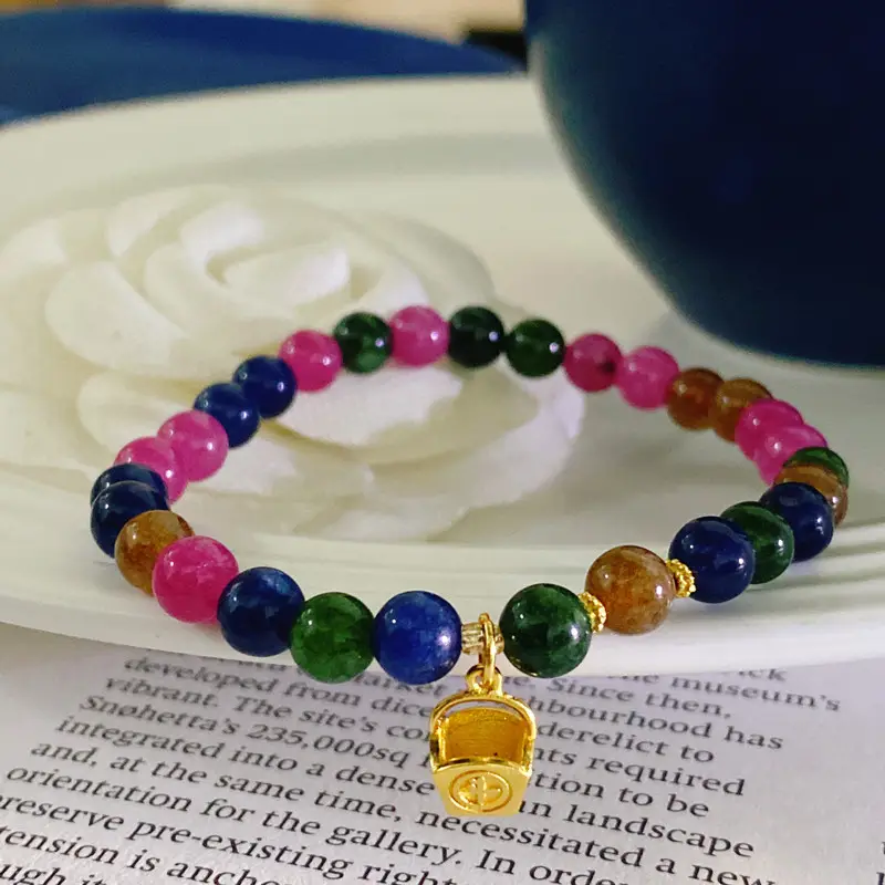 New Chinese Style Imitation Tourmaline Rijin Gold Single Circle Bracelet — feature 5