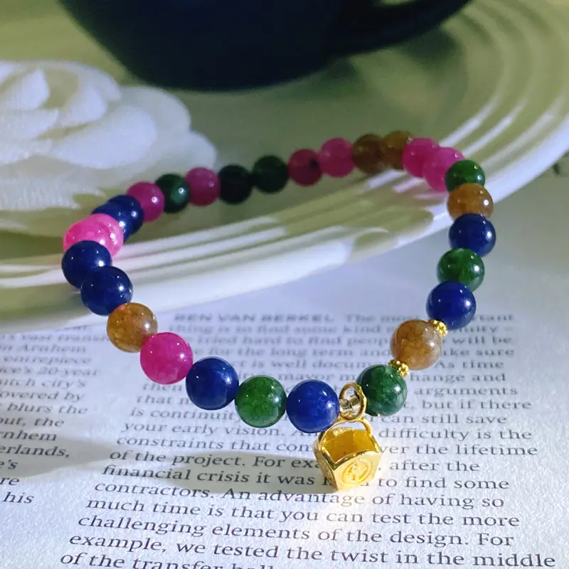 New Chinese Style Imitation Tourmaline Rijin Gold Single Circle Bracelet — feature 6