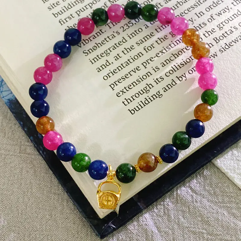 New Chinese Style Imitation Tourmaline Rijin Gold Single Circle Bracelet — feature 7
