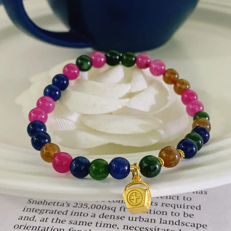 New Chinese Style Imitation Tourmaline Rijin Gold Single Circle Bracelet — feature 8