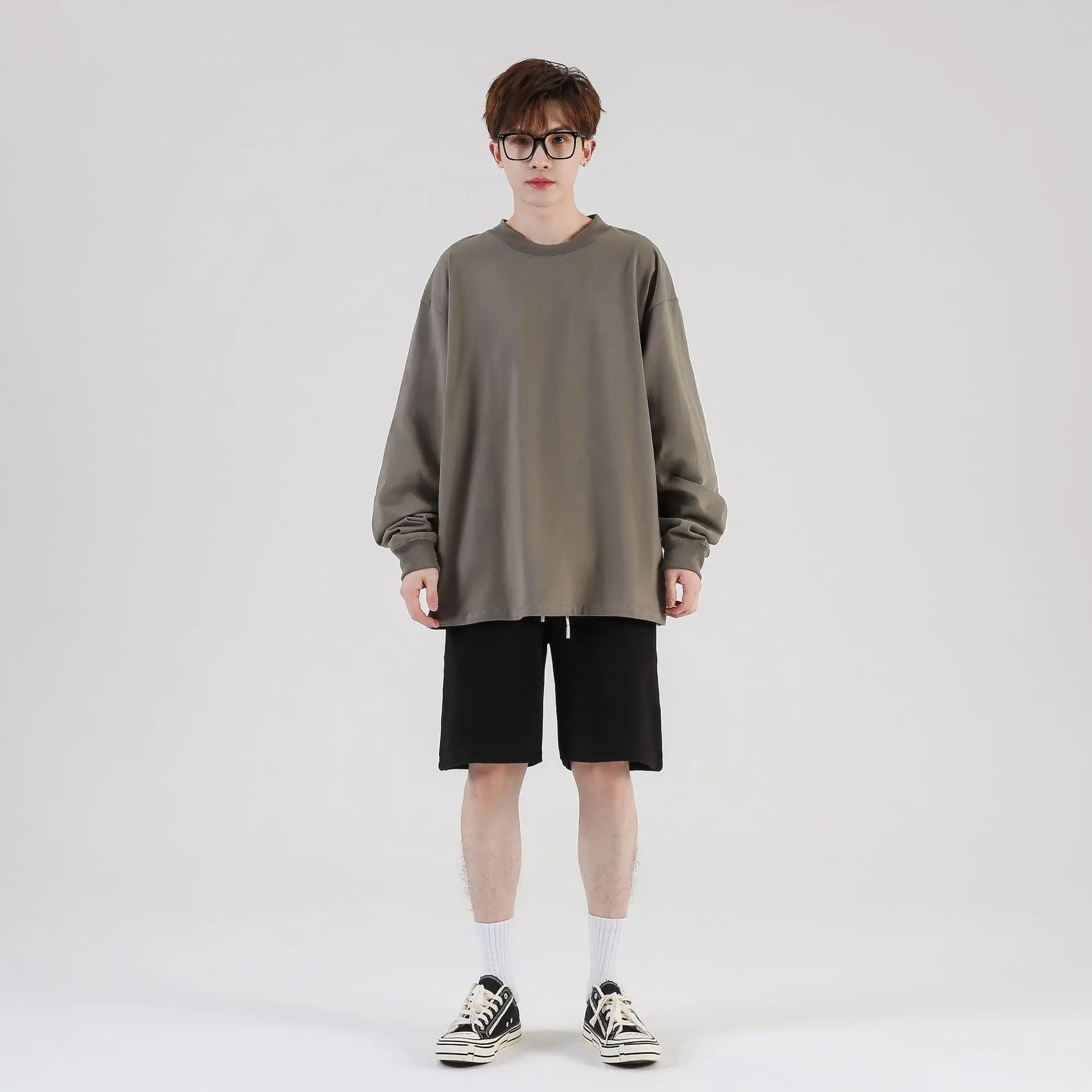 Men's Long Sleeve T-Shirt Brown Cotton 245g - Image 10
