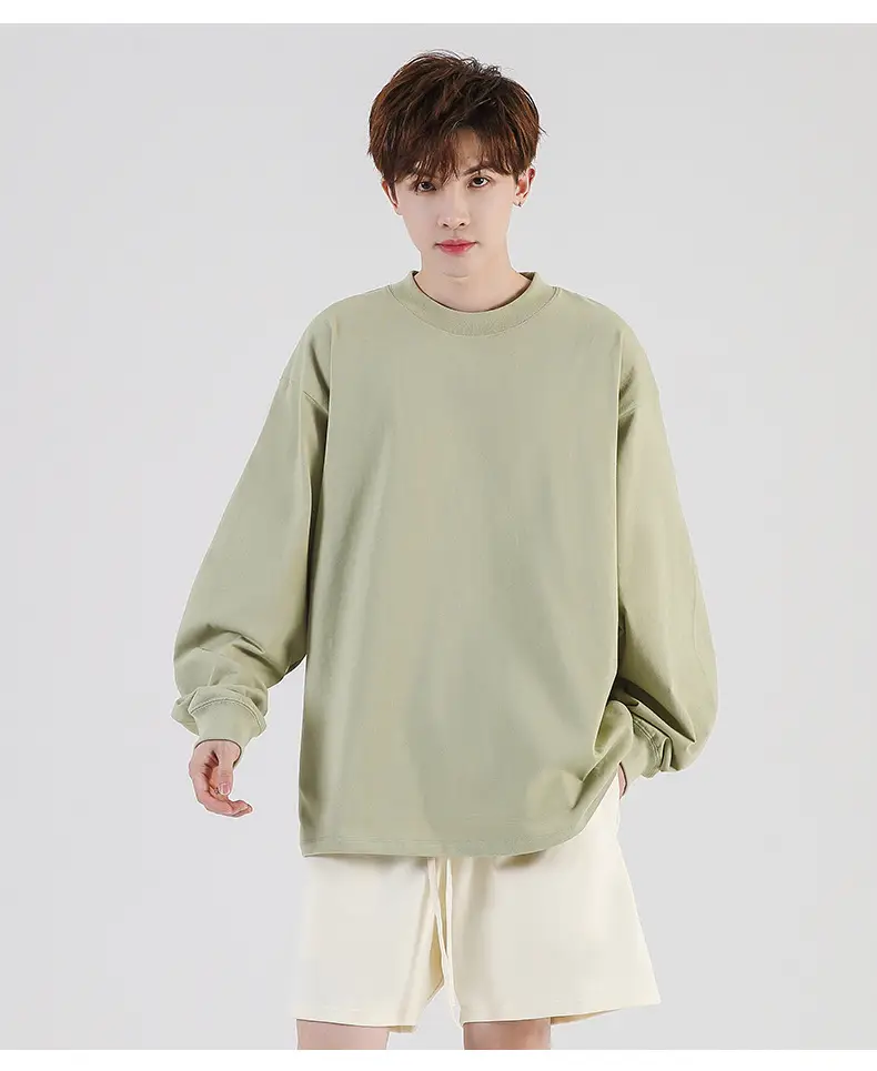 Men's Long Sleeve T-Shirt Brown Cotton 245g — feature 7
