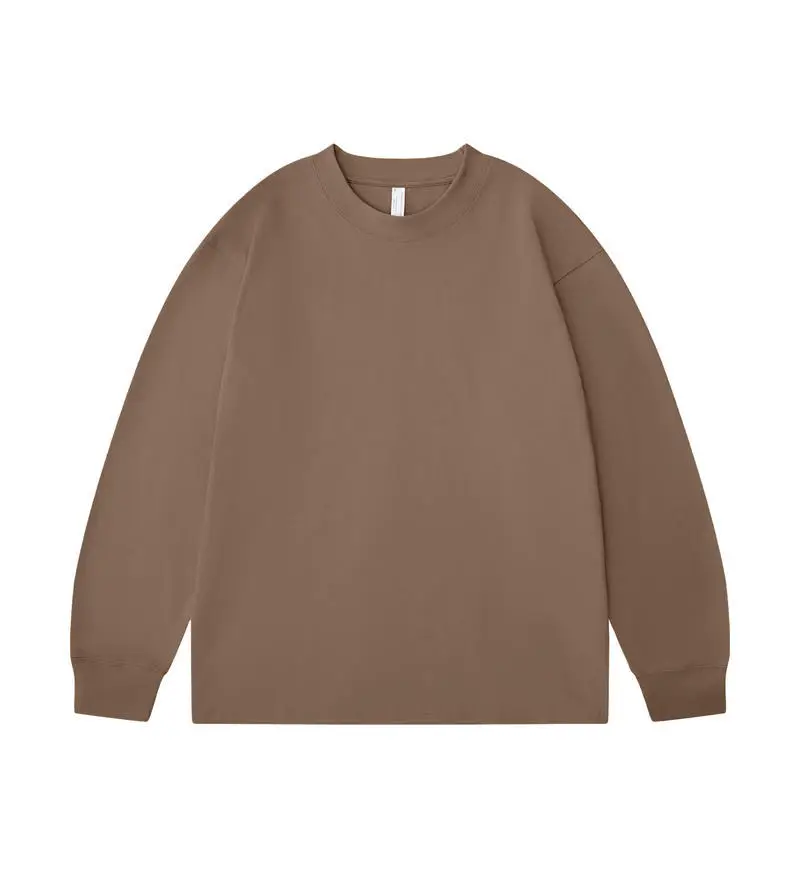 Men's Long Sleeve T-Shirt Brown Cotton 245g - Image 5