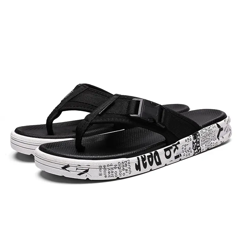 2023 Black Printed Korean Style Flip Flops for Men - Image 7