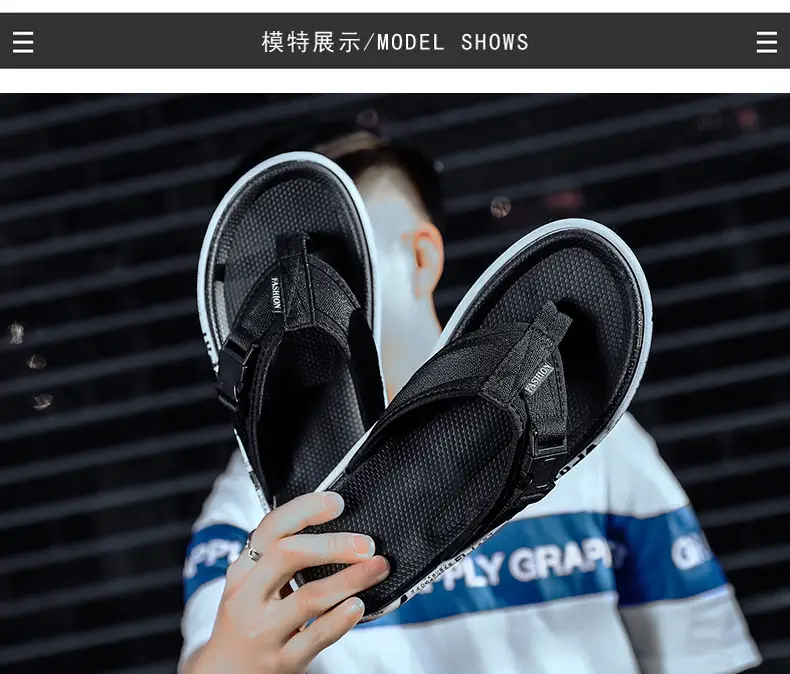2023 Black Printed Korean Style Flip Flops for Men — feature 10