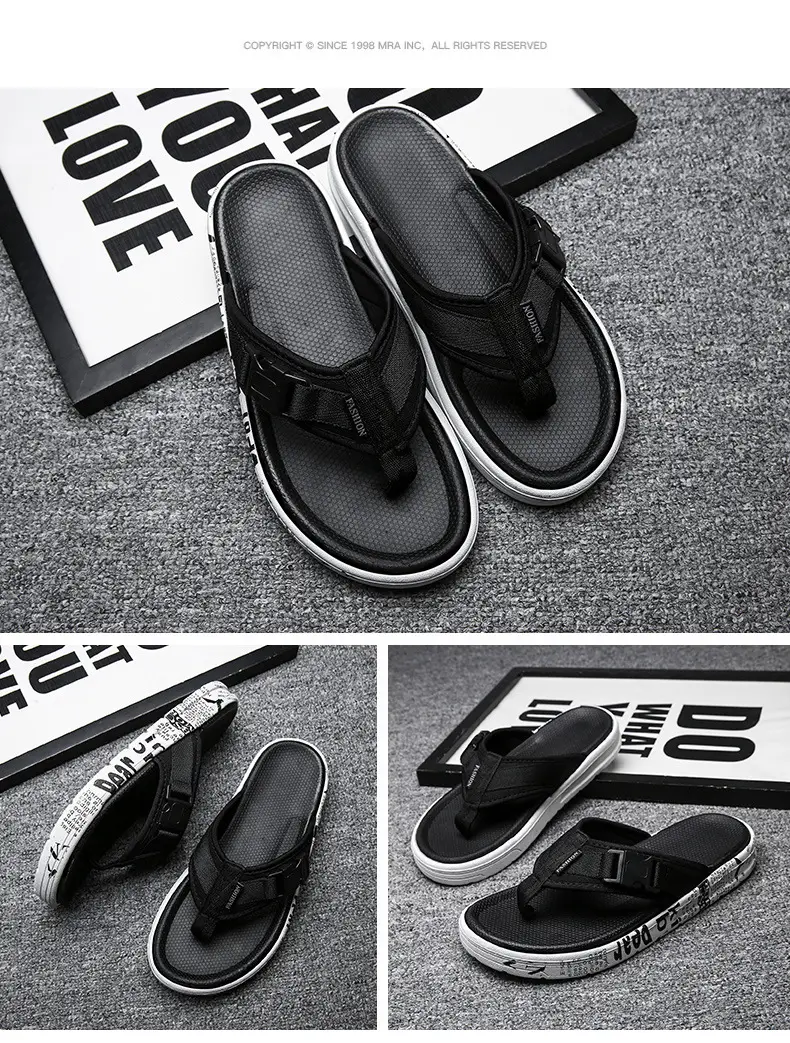 2023 Black Printed Korean Style Flip Flops for Men — feature 15