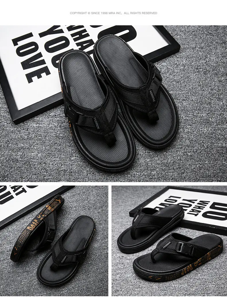 2023 Black Printed Korean Style Flip Flops for Men — feature 21