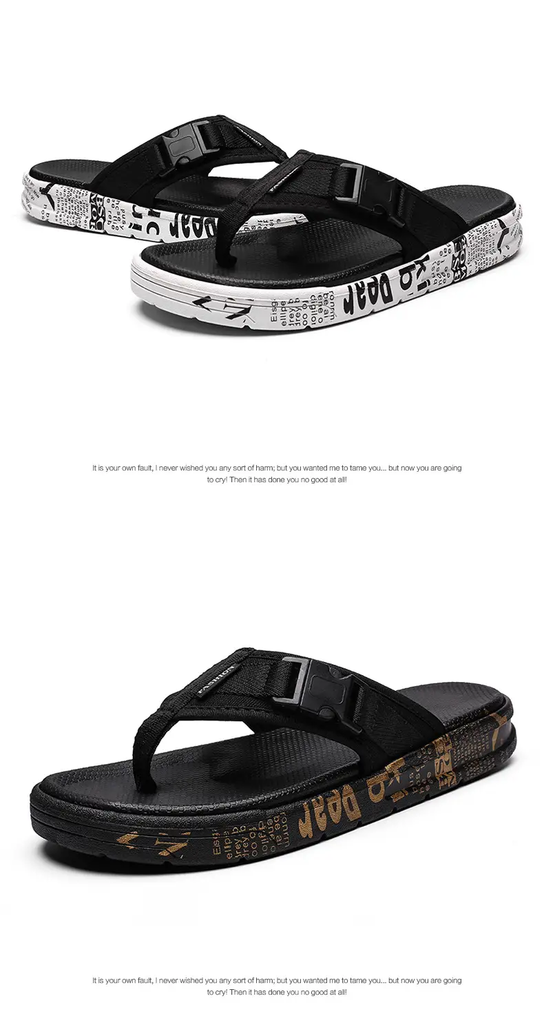 2023 Black Printed Korean Style Flip Flops for Men — feature 23
