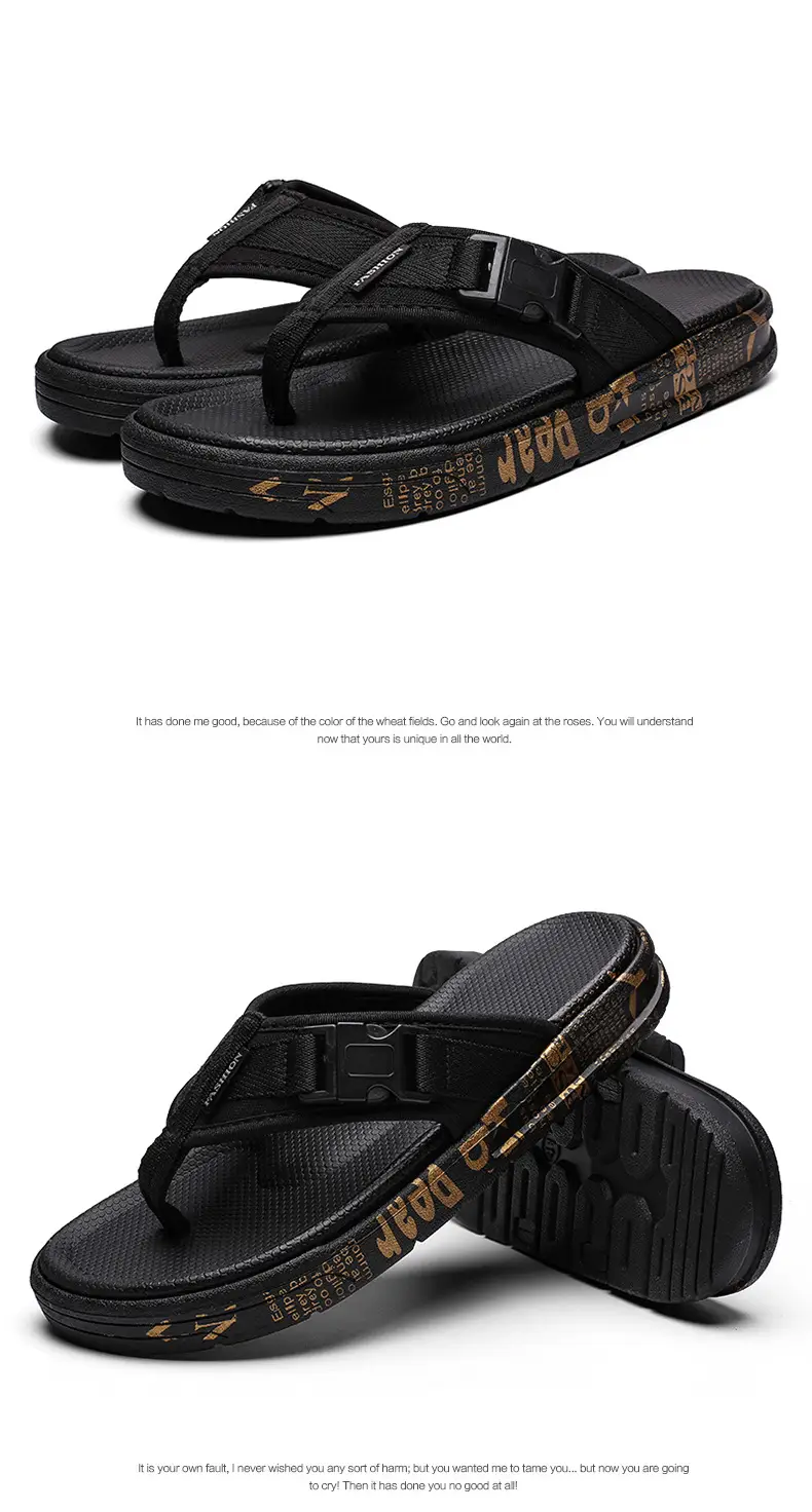 2023 Black Printed Korean Style Flip Flops for Men — feature 24