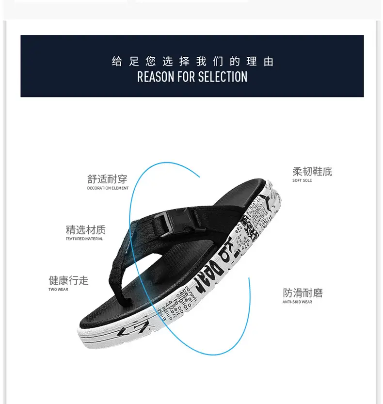 2023 Black Printed Korean Style Flip Flops for Men — feature 4