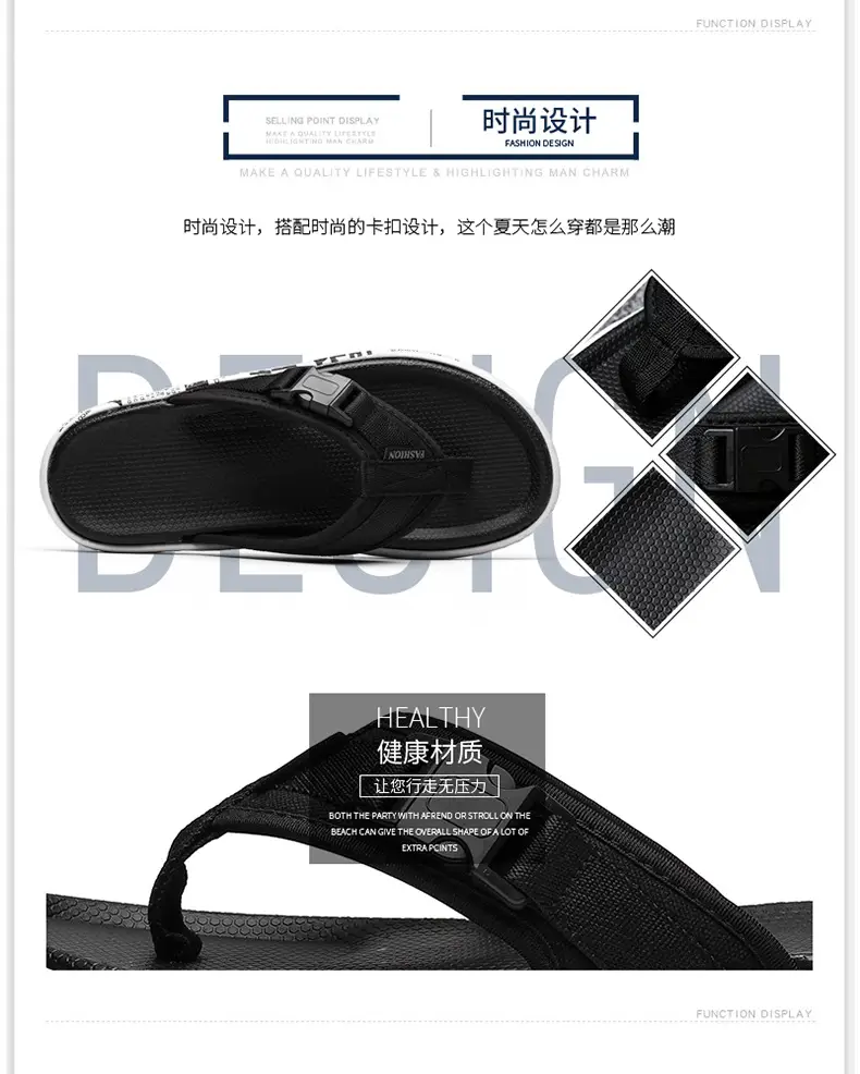 2023 Black Printed Korean Style Flip Flops for Men — feature 7