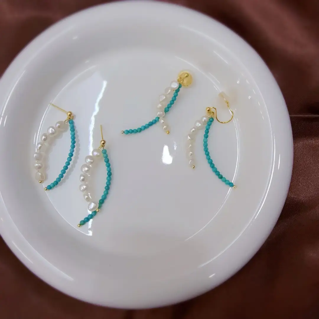 Blue Pearl Cross Earrings for Women