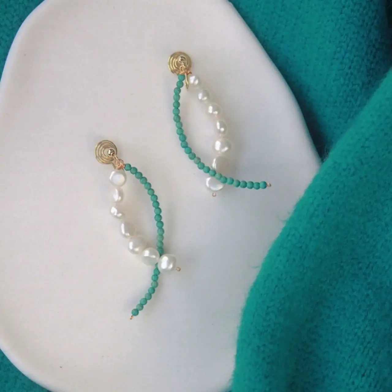 Blue Pearl Cross Earrings for Women — feature 2