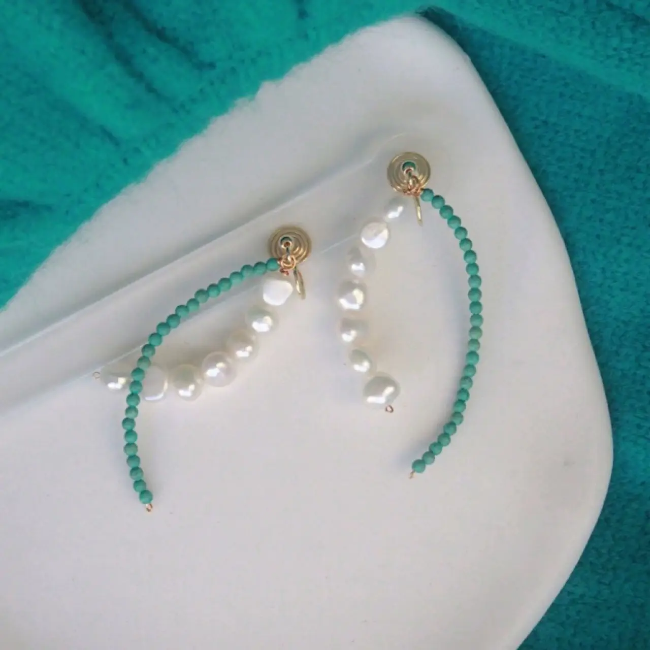 Blue Pearl Cross Earrings for Women — feature 4