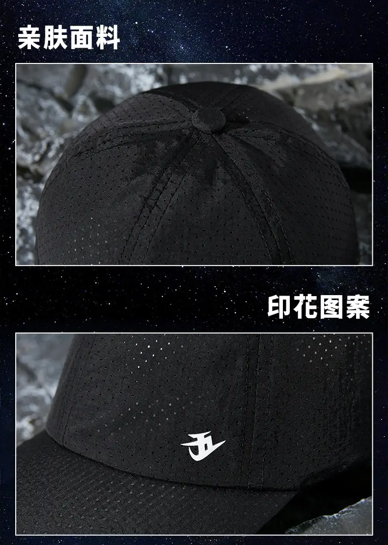 Men's Black Peak Cap Sun Proof Lightweight Baseball Cap — feature 16