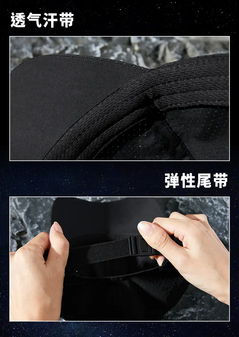 Men's Black Peak Cap Sun Proof Lightweight Baseball Cap — feature 18