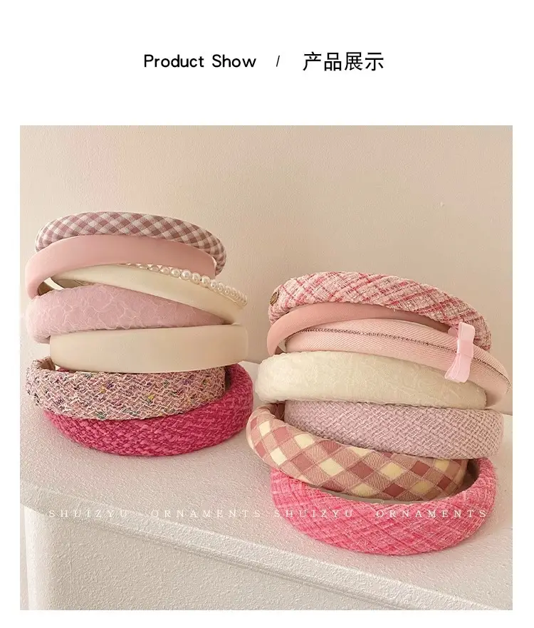 Pink Plaid Hair Hoop for Girls Women's Headband 2024 — feature 52