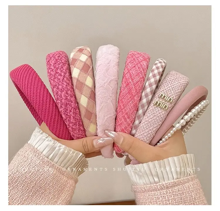 Pink Plaid Hair Hoop for Girls Women's Headband 2024 — feature 57
