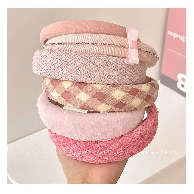 Pink Plaid Hair Hoop for Girls Women's Headband 2024 — feature 58