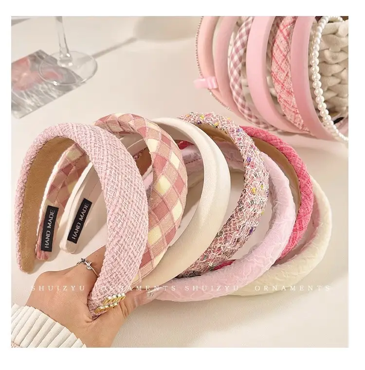 Pink Plaid Hair Hoop for Girls Women's Headband 2024 — feature 60