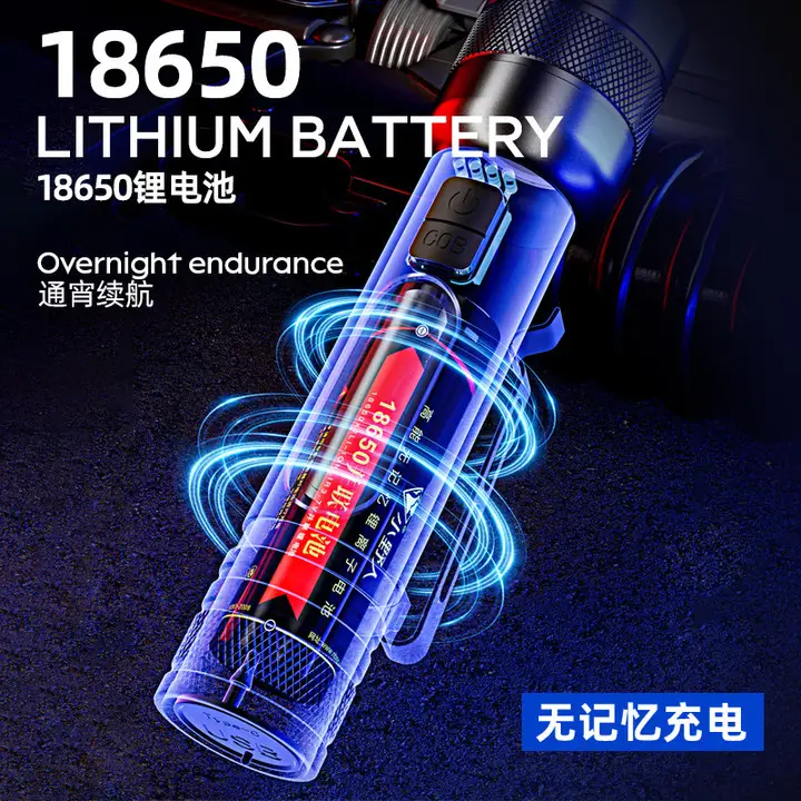 18650 Lithium Battery Cross-Country Flashlight COB Zoom 3-Color - Image 5