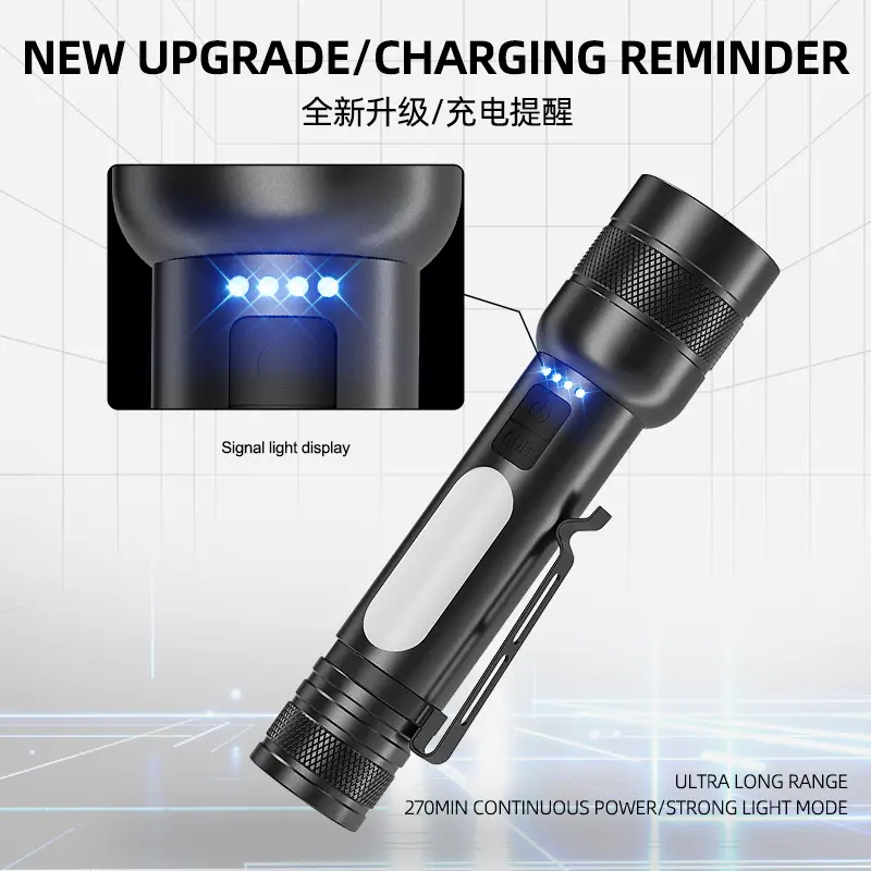 18650 Lithium Battery Cross-Country Flashlight COB Zoom 3-Color - Image 6