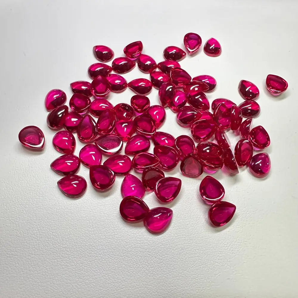 5# Red Artificial Ruby Pear Shaped Denier Rings - Image 2