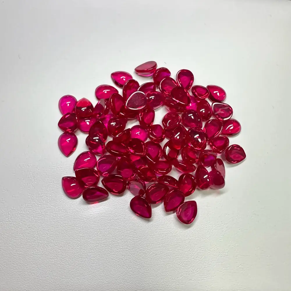 5# Red Artificial Ruby Pear Shaped Denier Rings - Image 3