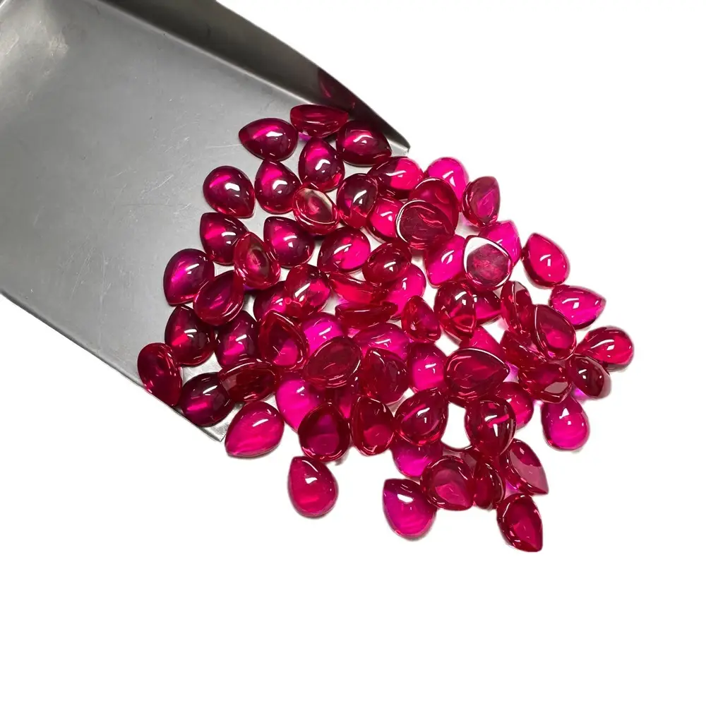 5# Red Artificial Ruby Pear Shaped Denier Rings - Image 6