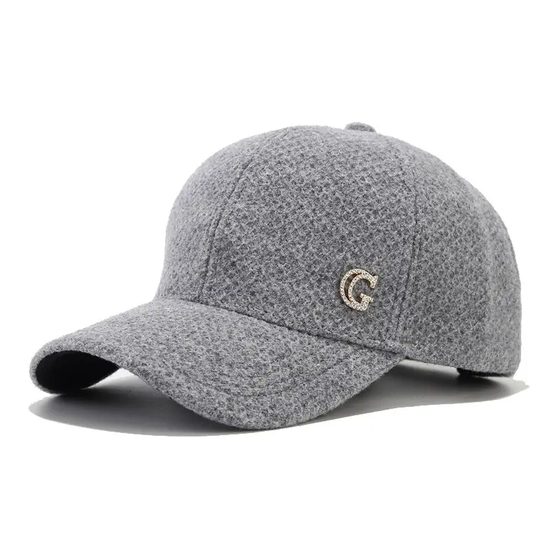 Women's Beige Letter D Cap Winter Warm - Image 5