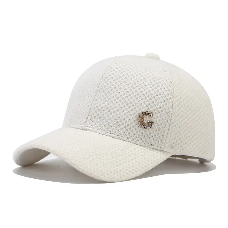 Women's Beige Letter D Cap Winter Warm - Image 2