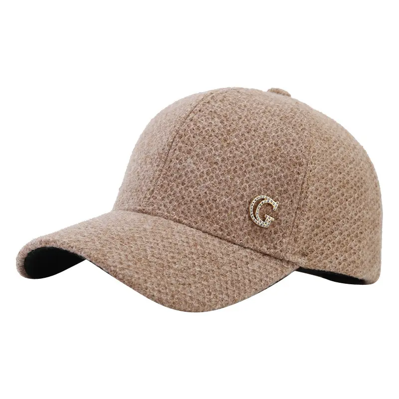 Women's Beige Letter D Cap Winter Warm - Image 6