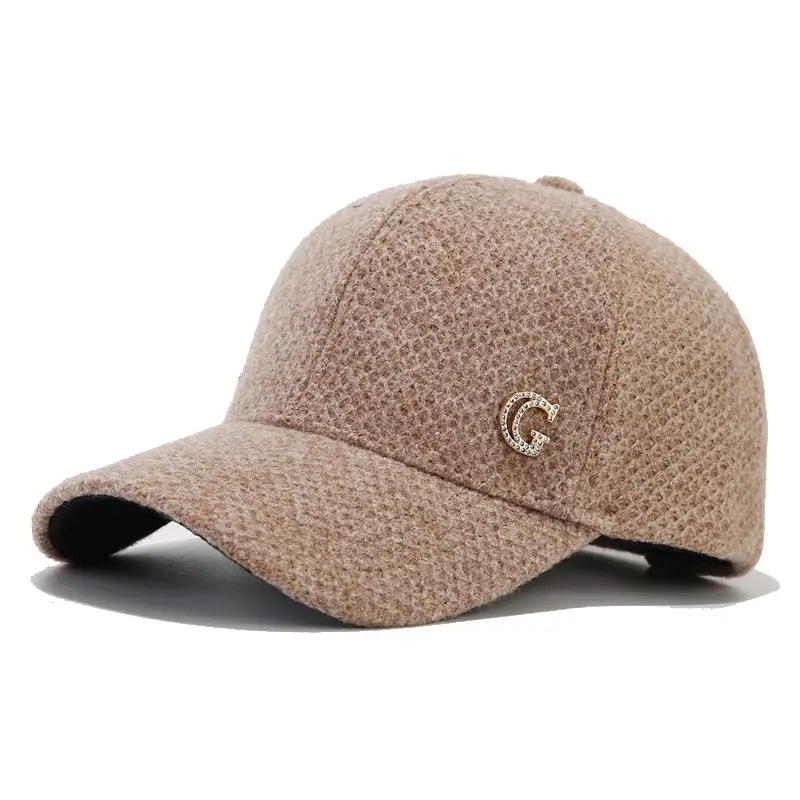 Women's Beige Letter D Cap Winter Warm - Image 3