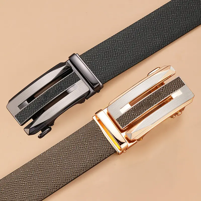 Men's Genuine Leather Belt with Rose Gold Buckle - Image 4