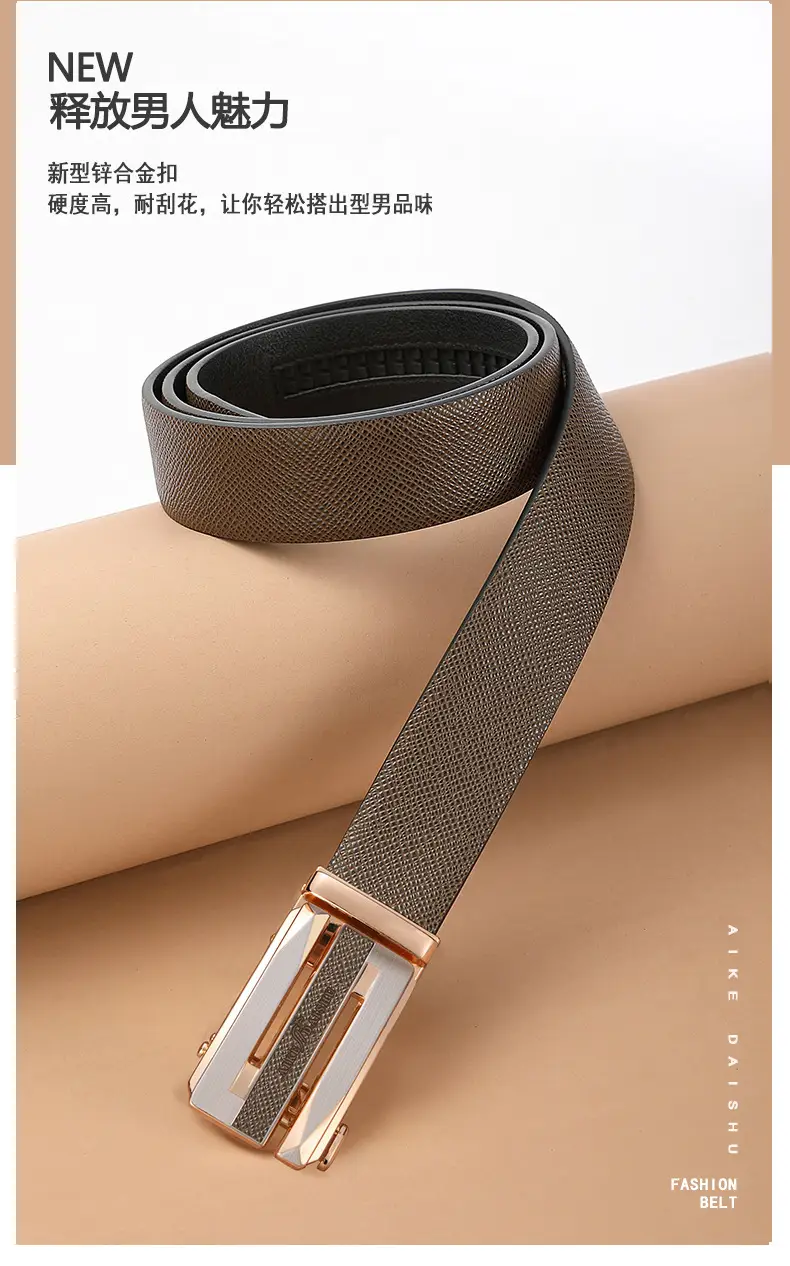 Men's Genuine Leather Belt with Rose Gold Buckle โ feature 4