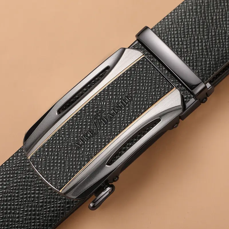 Men's Genuine Leather Belt with Gold Plated Buckle - Image 5
