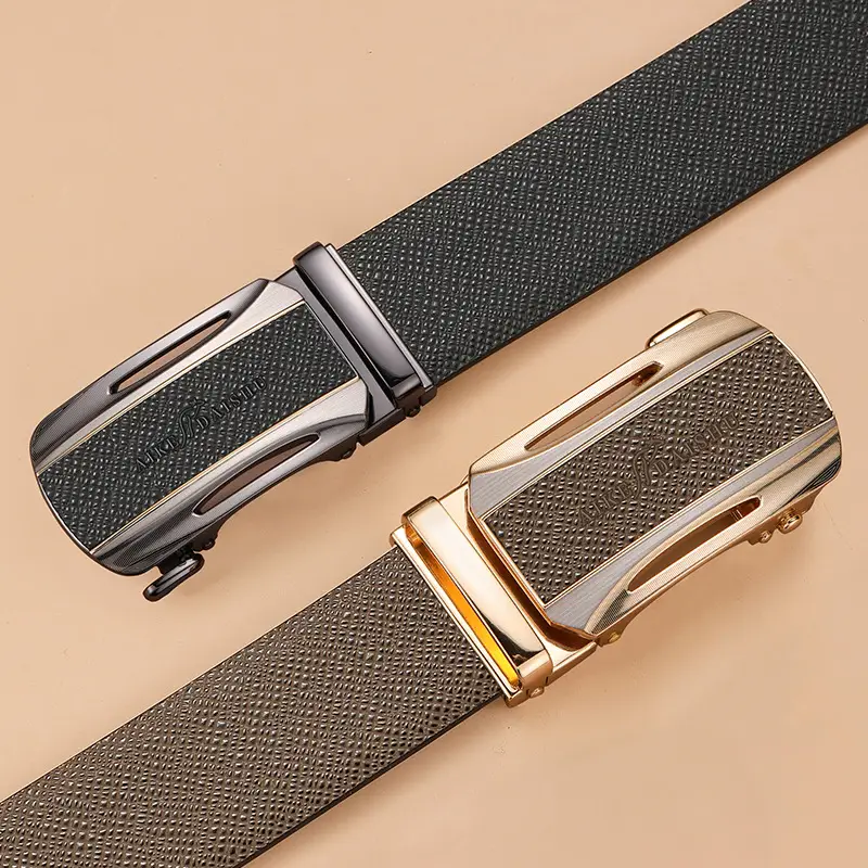 Men's Genuine Leather Belt with Gold Plated Buckle - Image 6