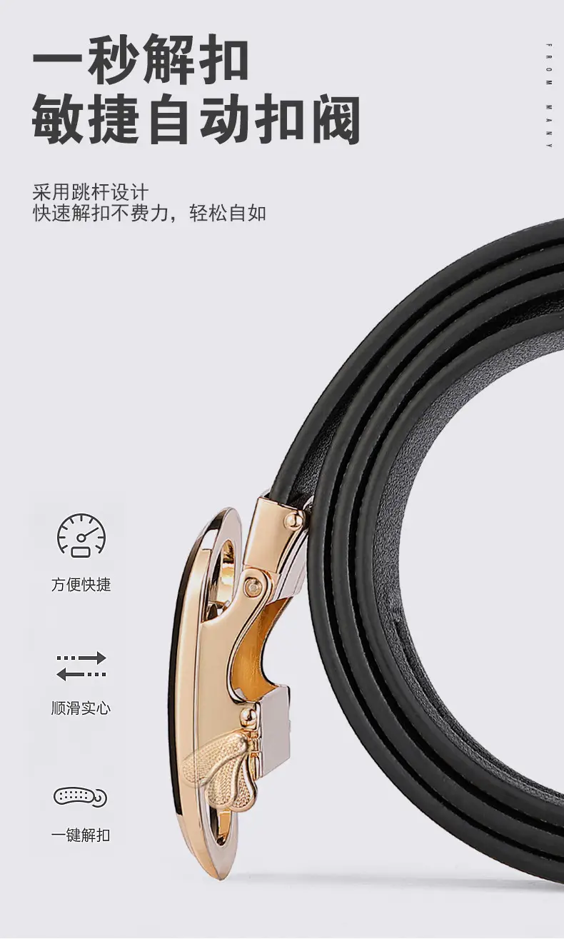 Men's Genuine Leather Belt with Gold Plated Buckle β feature 14
