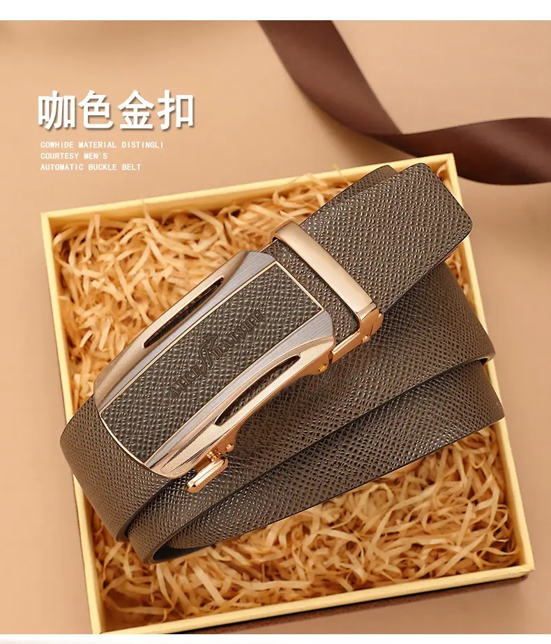 Men's Genuine Leather Belt with Gold Plated Buckle β feature 17