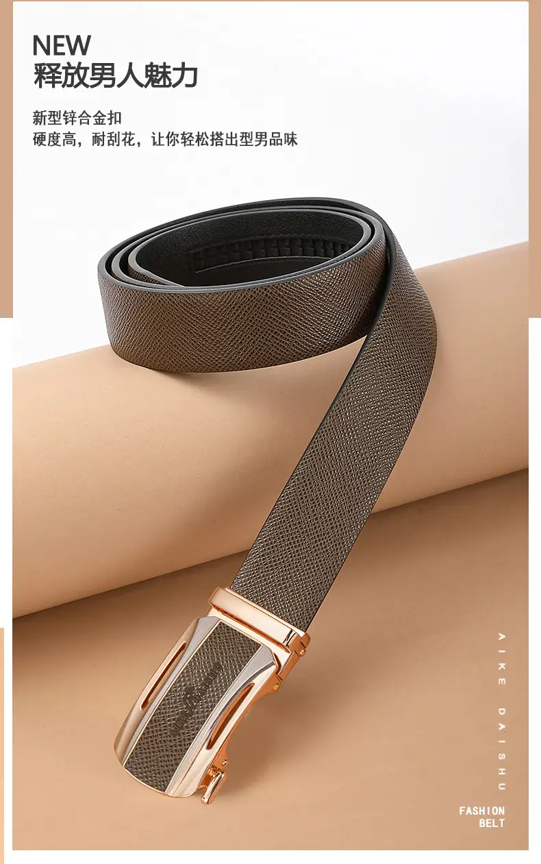 Men's Genuine Leather Belt with Gold Plated Buckle β feature 3