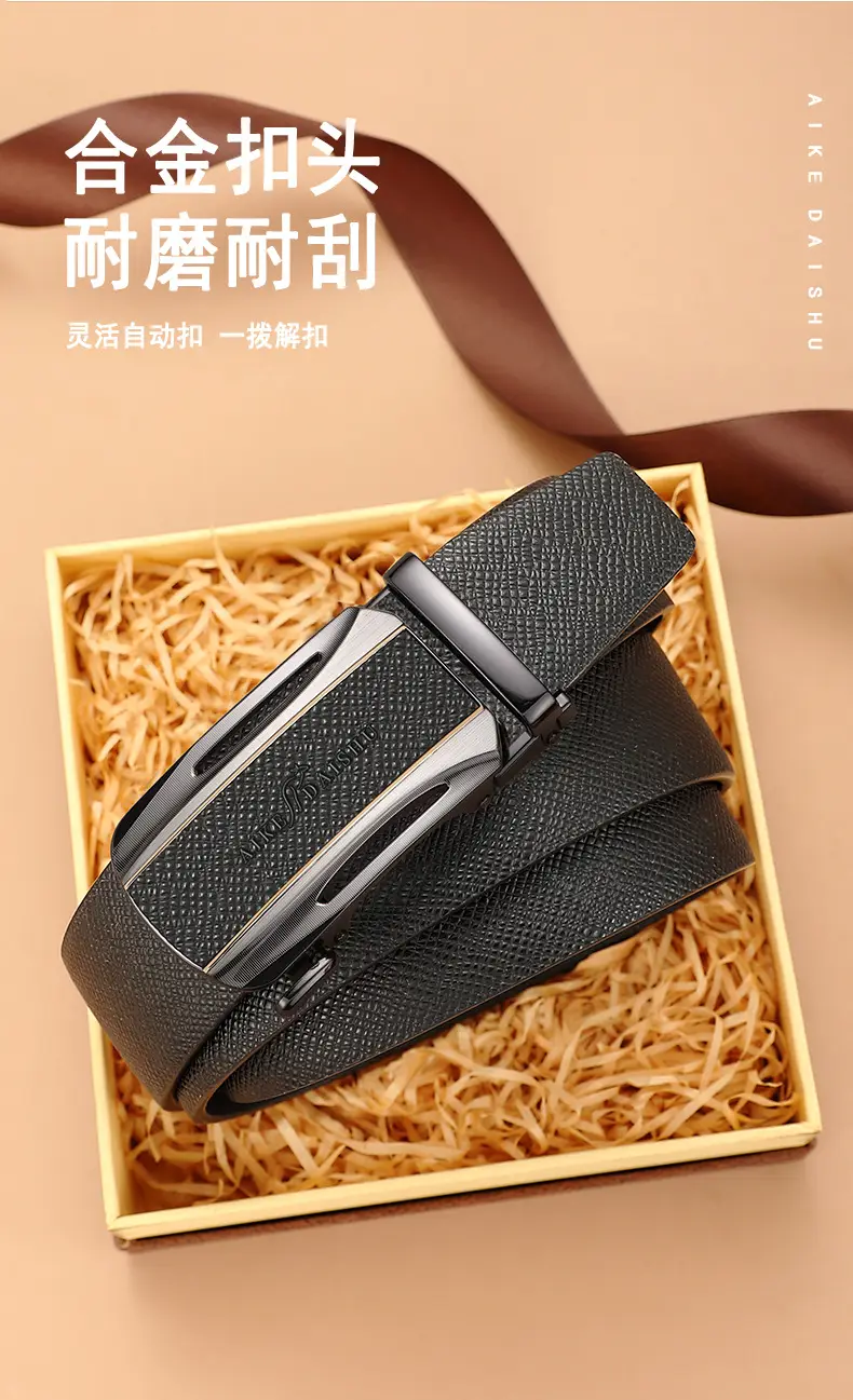 Men's Genuine Leather Belt with Gold Plated Buckle β feature 4
