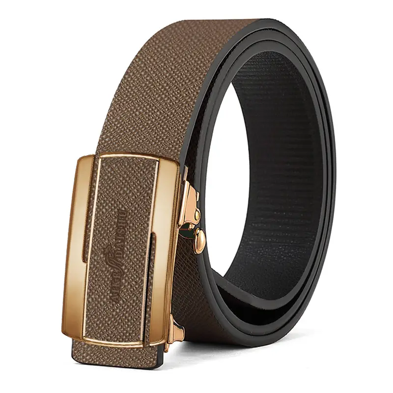 Men's Genuine Leather Belt with Automatic Buckle & Gold Plated Clasp - Image 7