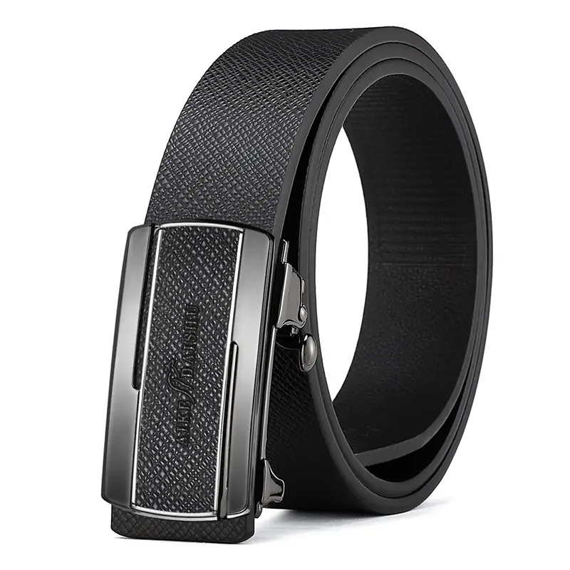 Men's Genuine Leather Belt with Automatic Buckle & Gold Plated Clasp - Image 2