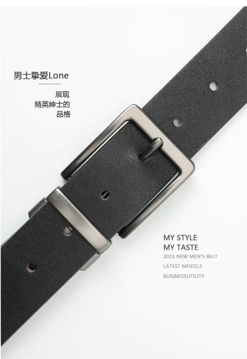Men's New High-End Cowhide Belt with Rotating Pin Buckle β feature 5