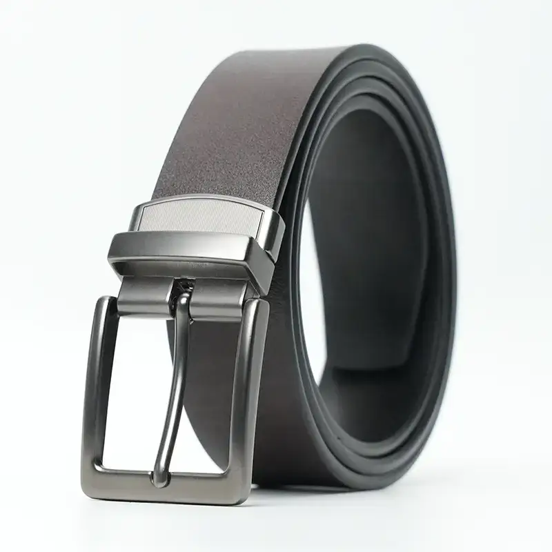 Men's New High-End Cowhide Belt with Rotating Pin Buckle - Image 2