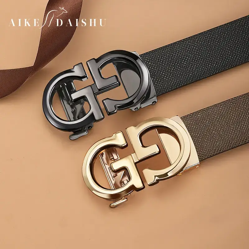 Men's Genuine Leather Belt with Gold Buckle - Image 4