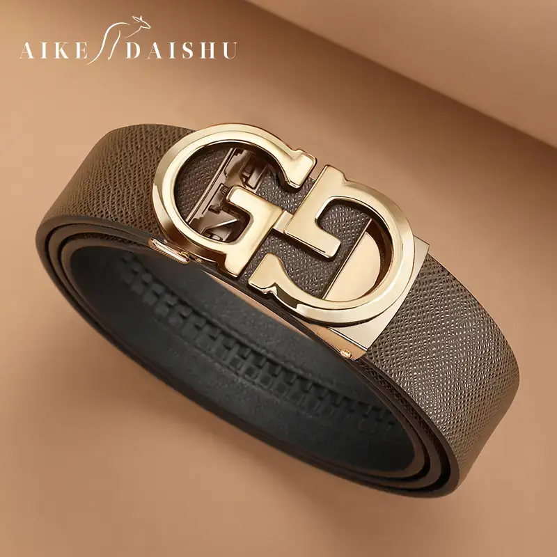 Men's Genuine Leather Belt with Gold Buckle - Image 5